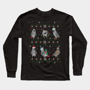 Ugly Christmas Pattern African Grey Parrot Long Sleeve T-Shirt